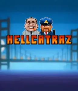 Explore the thrilling world of the Hellcatraz game by Relax Gaming, featuring a quirky prisoner and a guard with the infamous Alcatraz prison and San Francisco skyline in the background. This image depicts the fun and humor of an escape-themed game, perfect for players looking for a unique slot experience, providing a captivating adventure. 