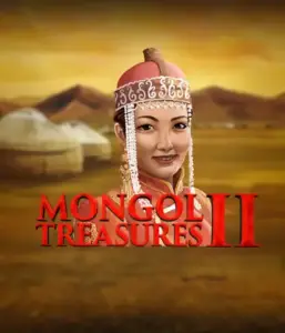 Step into the rich heritage of Mongolia with the Mongol Treasures 2 game by Endorphina, featuring a beautiful Mongolian woman dressed in traditional attire against a sunset-lit Mongolian steppe backdrop. This image portrays the essence of Mongolian history, delivering a unique cultural journey. 